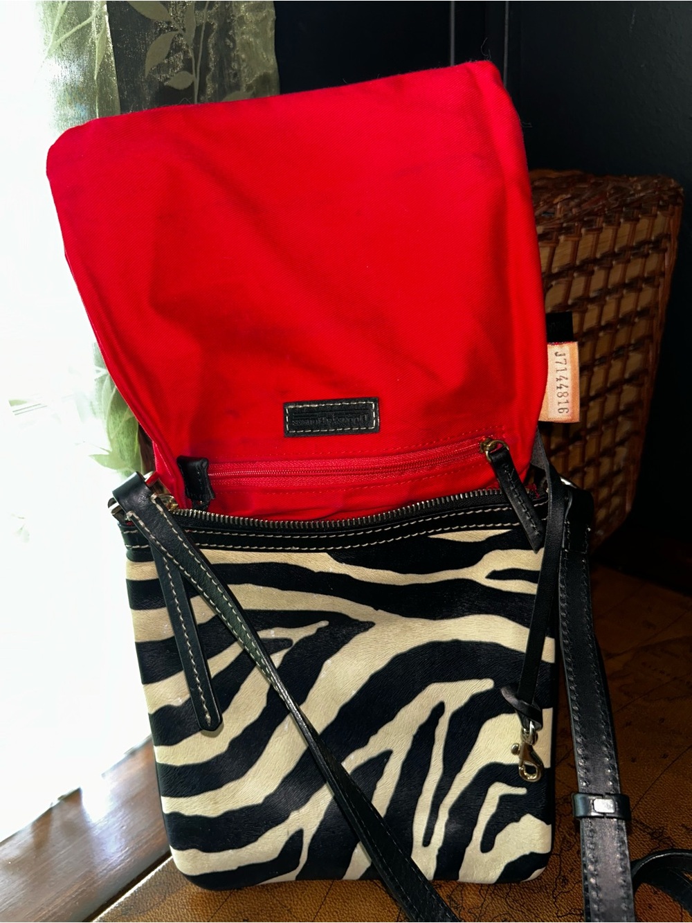 Dooney & Bourke Black and White Zebra Print Crossbody Bag - Picture 11 of 11